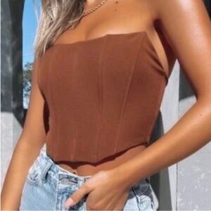White Fox Boutique Brown Corset Top
